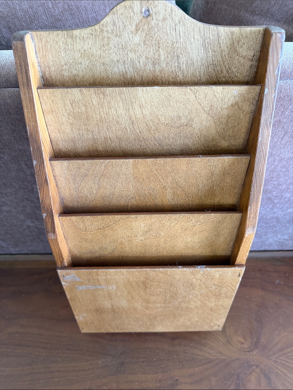 Wood Wall Mail Organizer - Light Brown